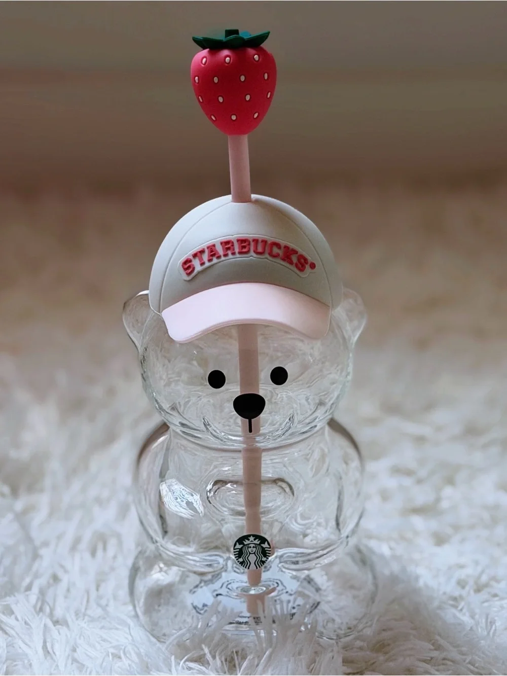 Starbucks Bear Cup Strawberry Pink Bear Bearista with Cap  in Box
